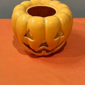 Halloween or Fall Yellow Pumpkin Candle Holder